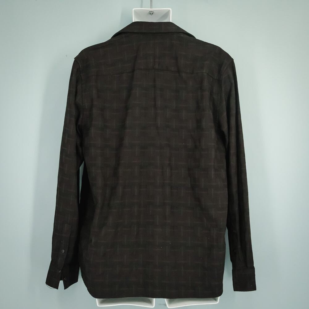 Ted Baker 5 Size Large L Black Tonal Plaid Button Front Cotton Blend Shirt - Picture 3 of 7